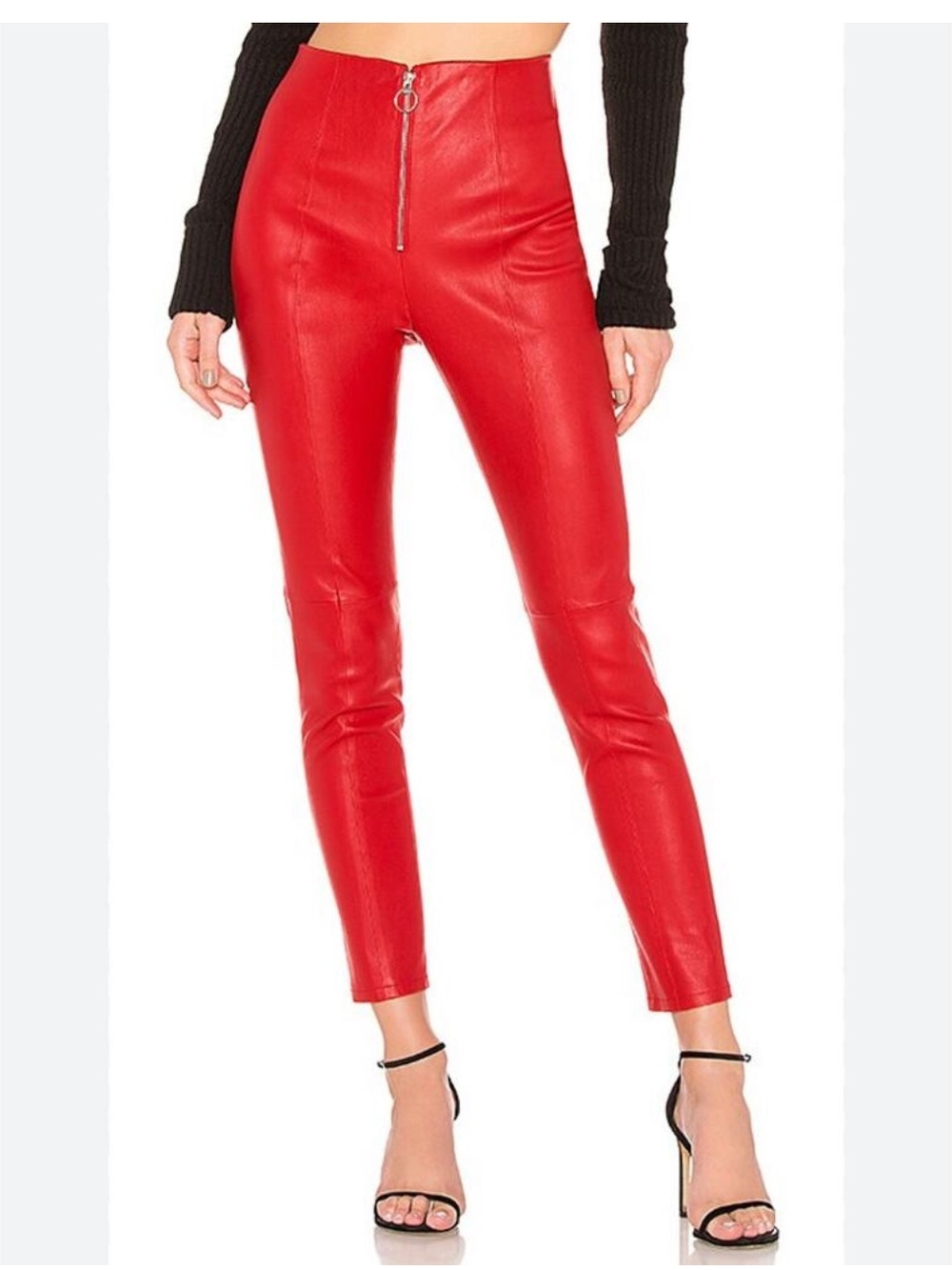 NBD Nova Revolve 100% Leather Pants Cabernet Red XXS High Rise